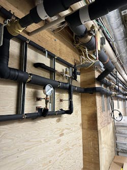 The existing chilled water connection. The existing chilled water connection.