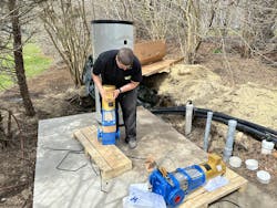 Nick Rivers mocking up the pumps. Nick Rivers mocking up the pumps.