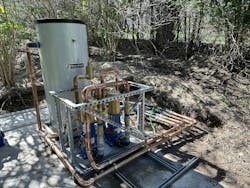 Pumps connected to the poly pipes. Pumps connected to the poly pipes.