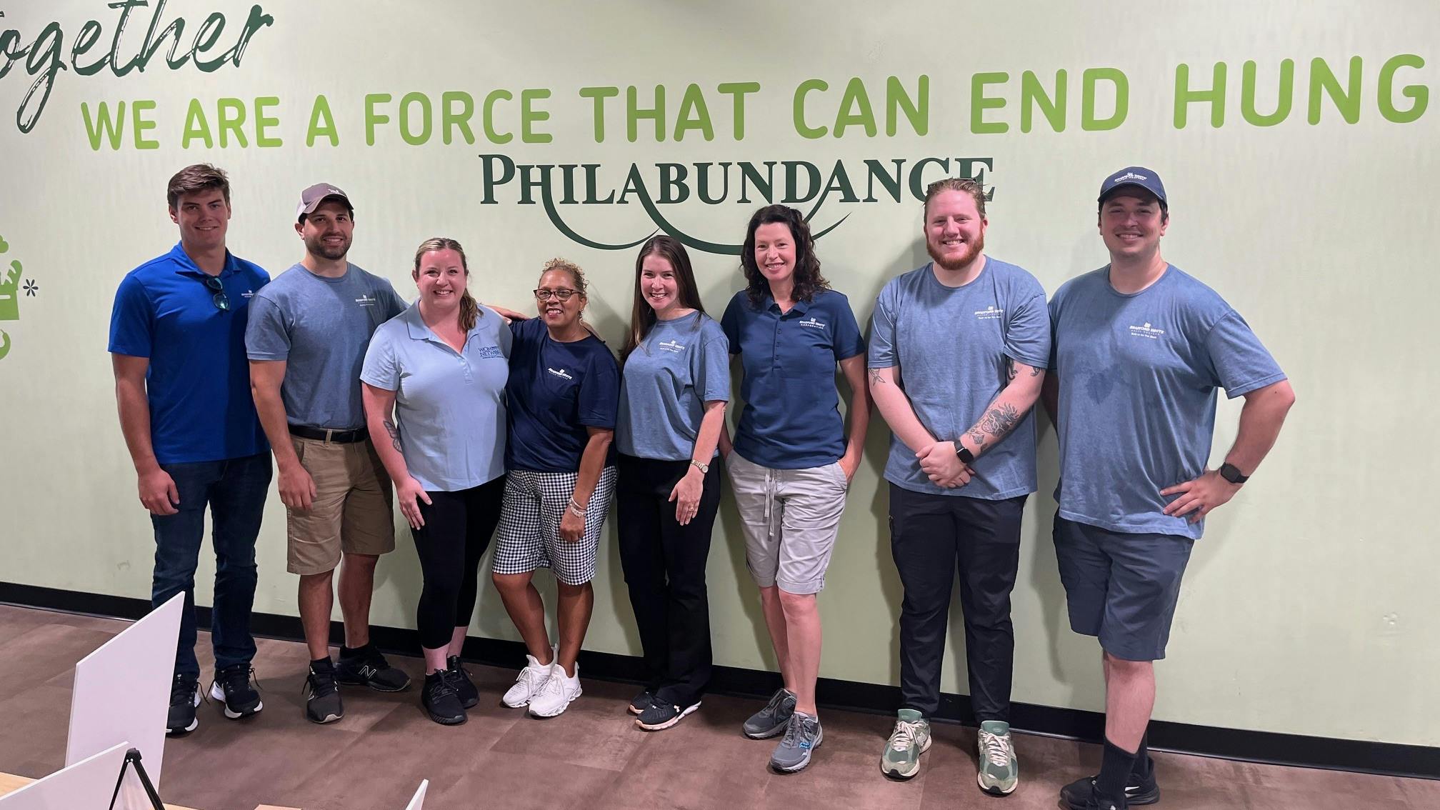 Bradford White employees lending a helping hand at the Philabundance hunger relief center.