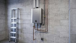 A basement-installed Sensi-RX tankless unit from Rinnai. A basement-installed Sensi-RX tankless unit from Rinnai.