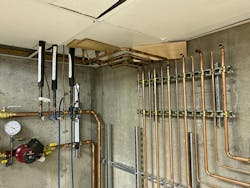 Brazing in process, connecting to line sets. Brazing in process, connecting to line sets.