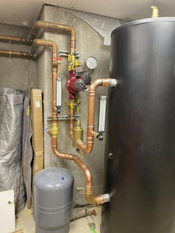 The outside loop pump installed. The outside loop pump installed.