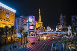 The Las Vegas Strip at night. The Las Vegas Strip at night.