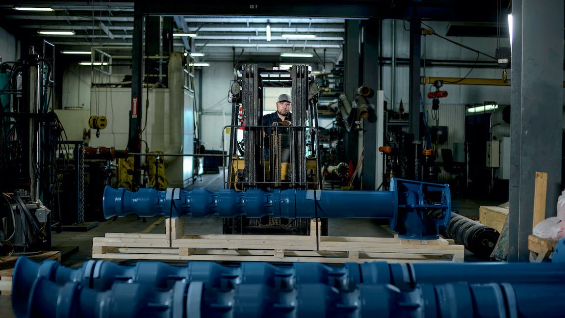 A lineshaft turbine in the Abernathy facility.