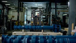 A lineshaft turbine in the Abernathy facility. A lineshaft turbine in the Abernathy facility.
