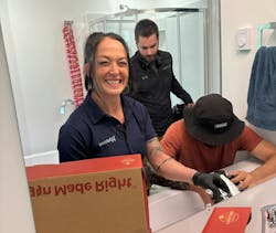 Mary-Anne Bowcott, the Ladyplumber (@the_ladyplumber) on the job. Mary-Anne Bowcott, the Ladyplumber (@the_ladyplumber) on the job.