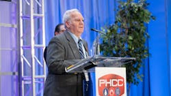 Kieth Bienvenu, the 2024 Col. George D. Scott Award Winner, speaks at PHCC Connect. Kieth Bienvenu, the 2024 Col. George D. Scott Award Winner, speaks at PHCC Connect.