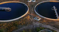 Overhead view of a wastewater treatment center using ferrous chlorate.