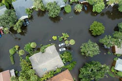 Post-hurricane flooding and damage. Post-hurricane flooding and damage.