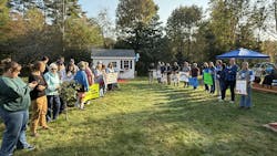 Stella's Fan Club, which included members of Make-A-Wish Maine, Service Experts, and 50 of her family and friends lined the driveway to celebrate Stella’s arrival home to see her shed for the first time. Stella's Fan Club, which included members of Make-A-Wish Maine, Service Experts, and 50 of her family and friends lined the driveway to celebrate Stella’s arrival home to see her shed for the first time.