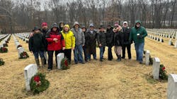 Marcone purchased 1,500 wreaths, then employees and family members met at cemeteries in their communities to place one on each tombstone. Marcone purchased 1,500 wreaths, then employees and family members met at cemeteries in their communities to place one on each tombstone.