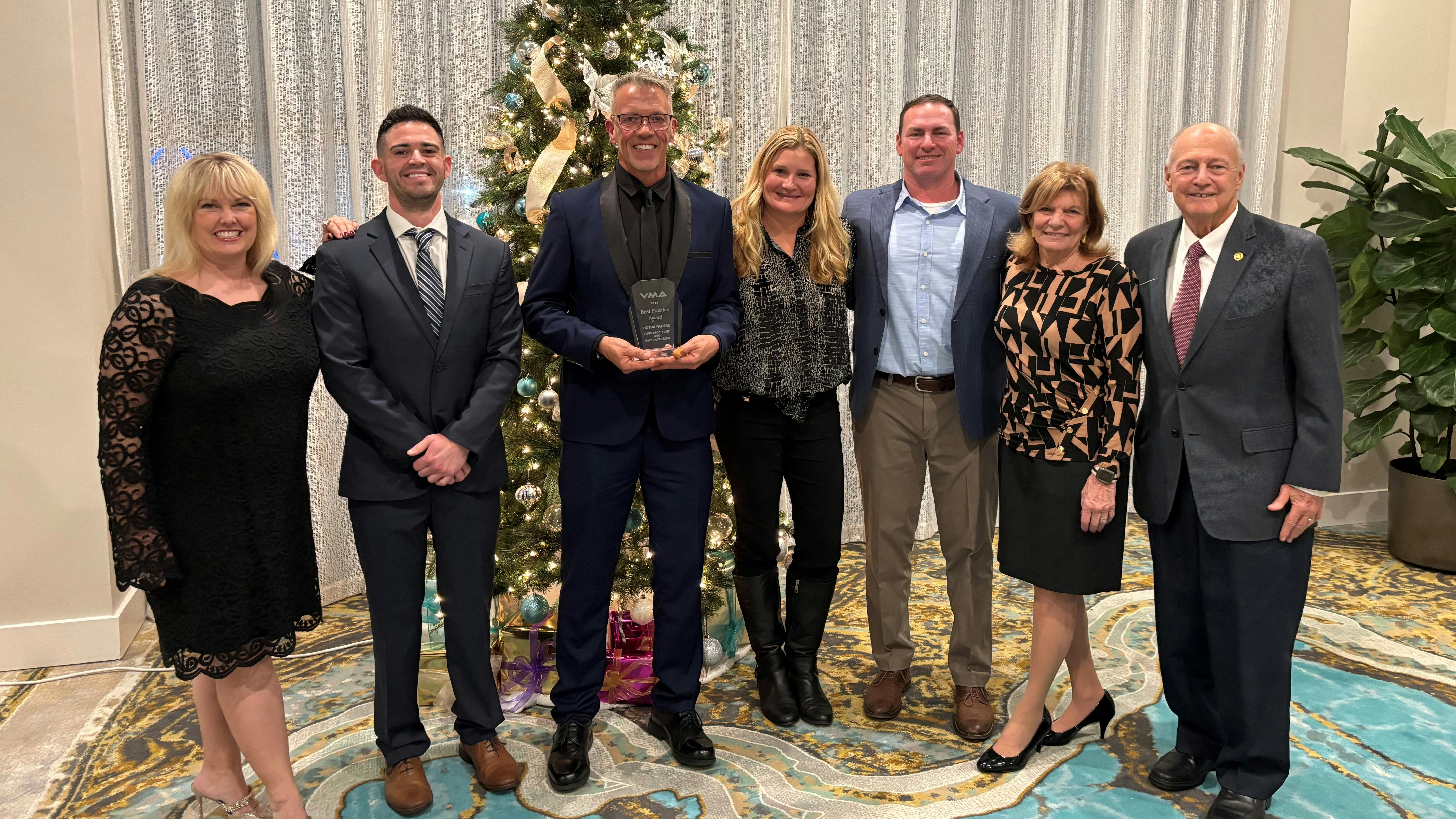At the VMA Award ceremony. Left to right: Amanda Smith, Ryan Intriago, Victor Nadeau, Heather Thompson, Chris Thompson, Carol Thompson and Bill Thompson.