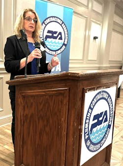 PCA President Kelly Castrogiovanni (TPC) addresses the affiliated contractors and guests at an association membership meeting in 2024. PCA President Kelly Castrogiovanni (TPC) addresses the affiliated contractors and guests at an association membership meeting in 2024.