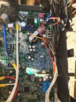 The transformer soldered to the main board. The transformer soldered to the main board.