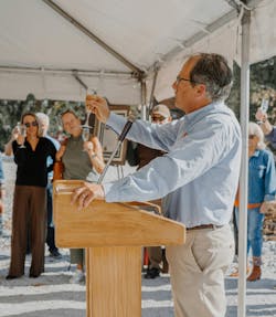 Dr. Russ Galloway, Chair of the UnHoused Capital Campaign, speaks at the groundbreaking ceremony. Dr. Russ Galloway, Chair of the UnHoused Capital Campaign, speaks at the groundbreaking ceremony.