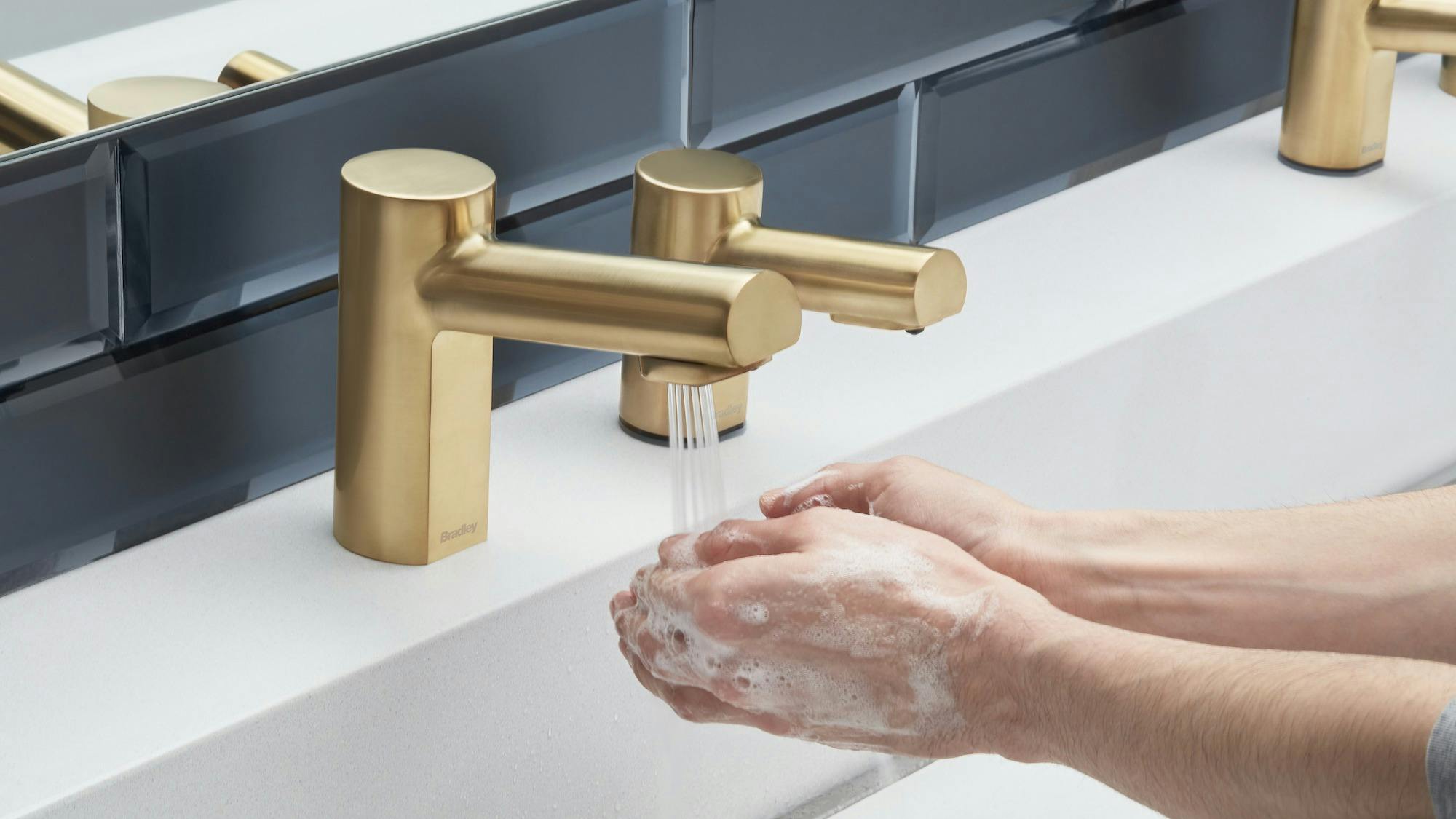 The Verge touchless faucet and soap dispenser set.