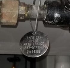 Example of stainless steel tag used to identify each heat exchanger. Example of stainless steel tag used to identify each heat exchanger.