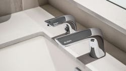 Optima® EBF-415 Deck-mounted Faucets and Sloan® ESD-410 Deck-mounted Soap Dispensers. Optima® EBF-415 Deck-mounted Faucets and Sloan® ESD-410 Deck-mounted Soap Dispensers.