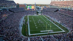 Elevated view of Gillette Stadium, Foxborough, MA. Elevated view of Gillette Stadium, Foxborough, MA.