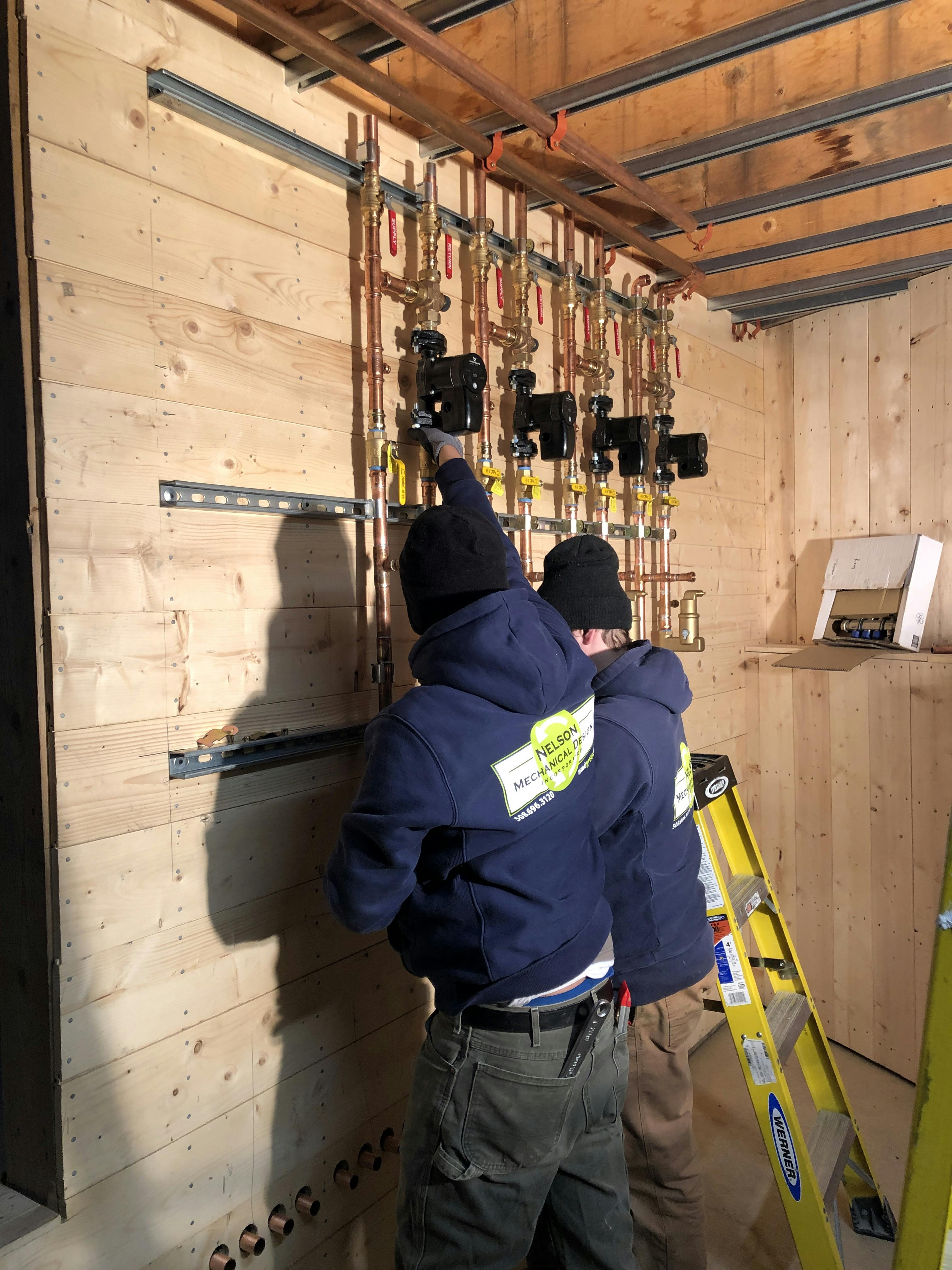 Setting up the radiant pump stations.