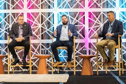 Speakers at the general session, 'Becoming a Data Empowered Contractor,' (left to right) Matt Lamb, CIO, Rosendin; Chris Weaver, Director of Technology, Andy J. Egan Co.; and Jeff Sample, Founder, Iron Man of IT. Speakers at the general session, 'Becoming a Data Empowered Contractor,' (left to right) Matt Lamb, CIO, Rosendin; Chris Weaver, Director of Technology, Andy J. Egan Co.; and Jeff Sample, Founder, Iron Man of IT.