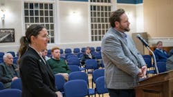 Braintree Mayor Erin Joyce and Plumbers and Gasfitters Local 12 Business Agent Pat Mulkerrin. Braintree Mayor Erin Joyce and Plumbers and Gasfitters Local 12 Business Agent Pat Mulkerrin.