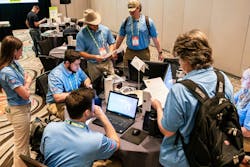 A Construction Management Competition team working on their presentation. A Construction Management Competition team working on their presentation.