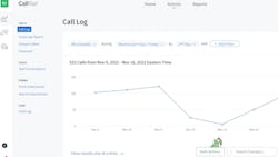 The Call Log screen in Call Rail. The Call Log screen in Call Rail.
