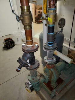 No check valves on the heating circulators. No check valves on the heating circulators.