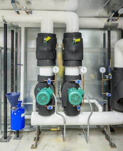 The LCO facility’s hydronic heating and cooling system is a two-pipe design. The LCO facility’s hydronic heating and cooling system is a two-pipe design.