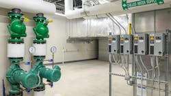 A view of the completed mechanical room at the new healthcare center. A view of the completed mechanical room at the new healthcare center.