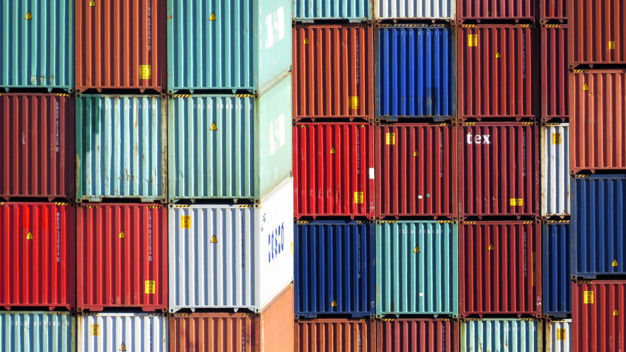 Stacked shipping containers at the Port of Los Angeles.