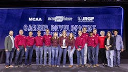 Student Chapter of the Year, Pittsburgh State. Pictured: Andrew Palcan (Career Development Committee Chair), Shannon Nicklaus (Faculty Advisor), Pittsburg State Students, Stacy Zerr (MCA of Kansas City), Kathleen Livingston (MCA of Kansas City), Rick Gopffarth (MCAA President). Student Chapter of the Year, Pittsburgh State. Pictured: Andrew Palcan (Career Development Committee Chair), Shannon Nicklaus (Faculty Advisor), Pittsburg State Students, Stacy Zerr (MCA of Kansas City), Kathleen Livingston (MCA of Kansas City), Rick Gopffarth (MCAA President).