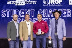 Pictured: Andrew Palcan (Career Development Committee Chair), Jon Howland (DEWALT Industrial Tool Company), Parker Jenkins (MVP), Rick Gopffarth (MCAA President). Pictured: Andrew Palcan (Career Development Committee Chair), Jon Howland (DEWALT Industrial Tool Company), Parker Jenkins (MVP), Rick Gopffarth (MCAA President).