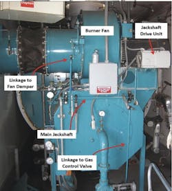 A typical burner with single-point positioning/jackshaft control. A typical burner with single-point positioning/jackshaft control.