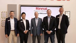 Sec. Wright (center) with Rinnai executives during the facility tour. Sec. Wright (center) with Rinnai executives during the facility tour.