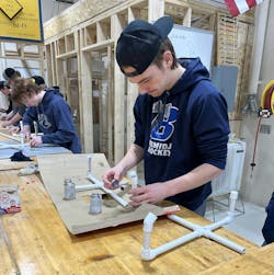 Forming PVC joints in the Skills Lab at Bemidji High School in Minnesota. Forming PVC joints in the Skills Lab at Bemidji High School in Minnesota.