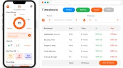 Two views of the On The Clock time tracking software. Two views of the On The Clock time tracking software.