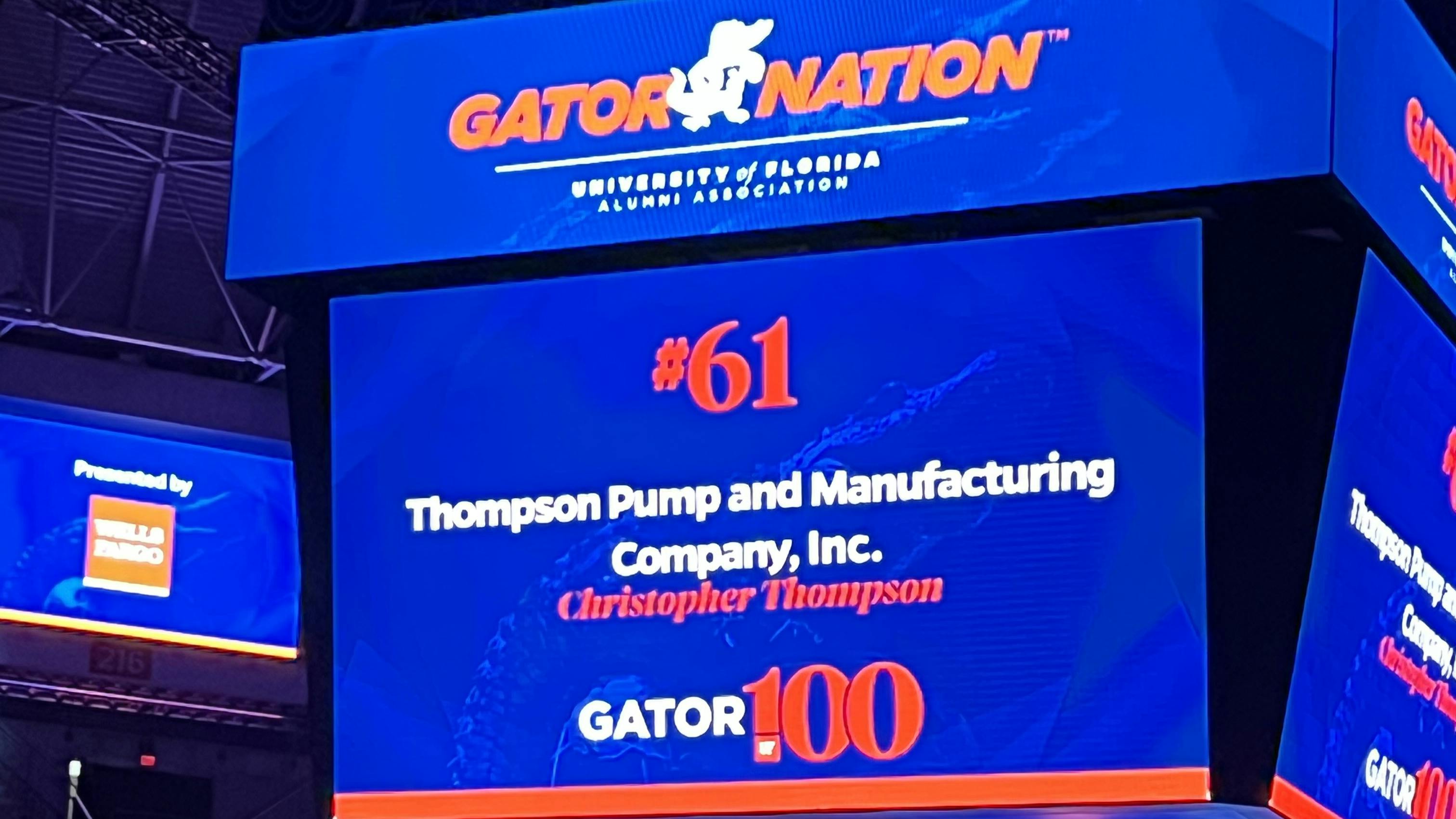 Up on the scoreboard at the University of Florida stadium.