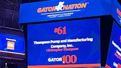 Up on the scoreboard at the University of Florida stadium. Up on the scoreboard at the University of Florida stadium.