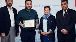 Fahad Khan, second from right, Plant Director of NTI Boilers, accepts the Outstanding Business Partnership Award from the Saint John Newcomer Centre. Presenting the award are Emin Civi, Chairperson of the Board at Saint John Newcomers Centre, left; Nancy Grant, Mayor of Rothesay, second from right; and Mohamed Bagha, Managing Director at Saint John Newcomers Centre. Fahad Khan, second from right, Plant Director of NTI Boilers, accepts the Outstanding Business Partnership Award from the Saint John Newcomer Centre. Presenting the award are Emin Civi, Chairperson of the Board at Saint John Newcomers Centre, left; Nancy Grant, Mayor of Rothesay, second from right; and Mohamed Bagha, Managing Director at Saint John Newcomers Centre.
