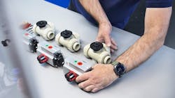 Valve automation center components on display. Valve automation center components on display.