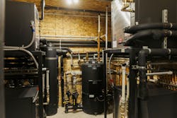 The offices are heated and cooled with a ClimateMaster three-ton TEV two stage geothermal unit with a variable speed blower. The offices are heated and cooled with a ClimateMaster three-ton TEV two stage geothermal unit with a variable speed blower.
