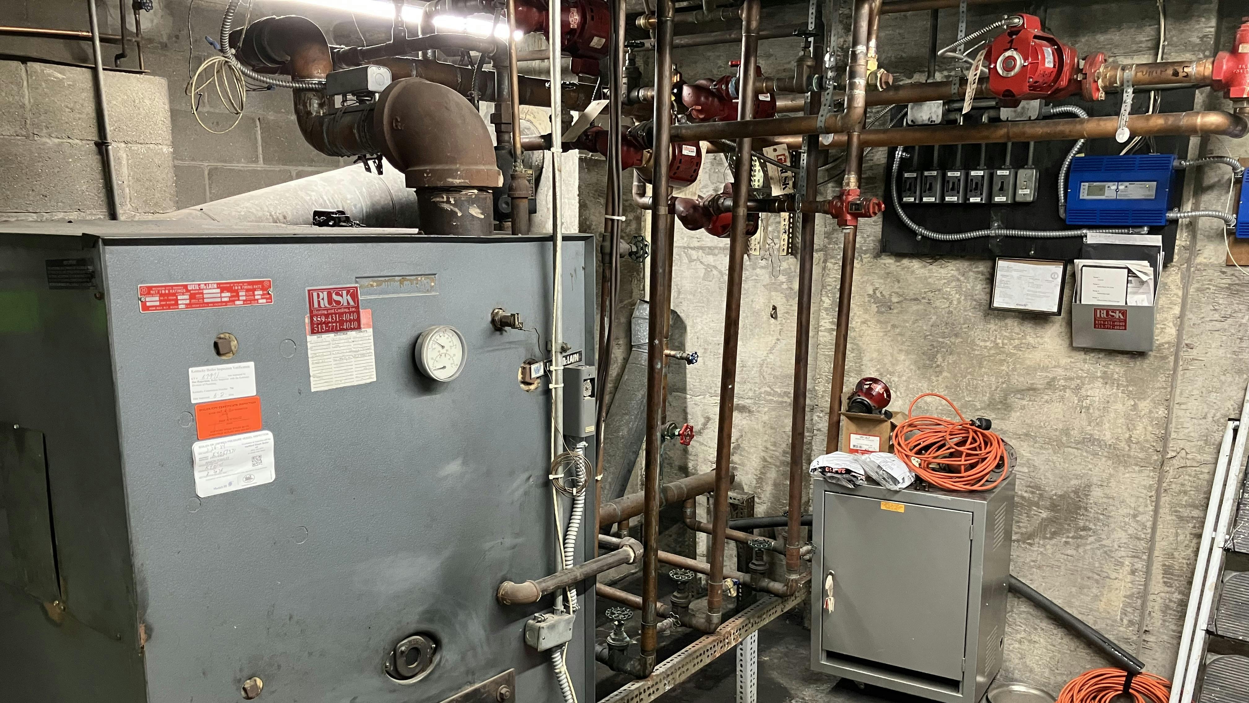 A view of the mechanical room.