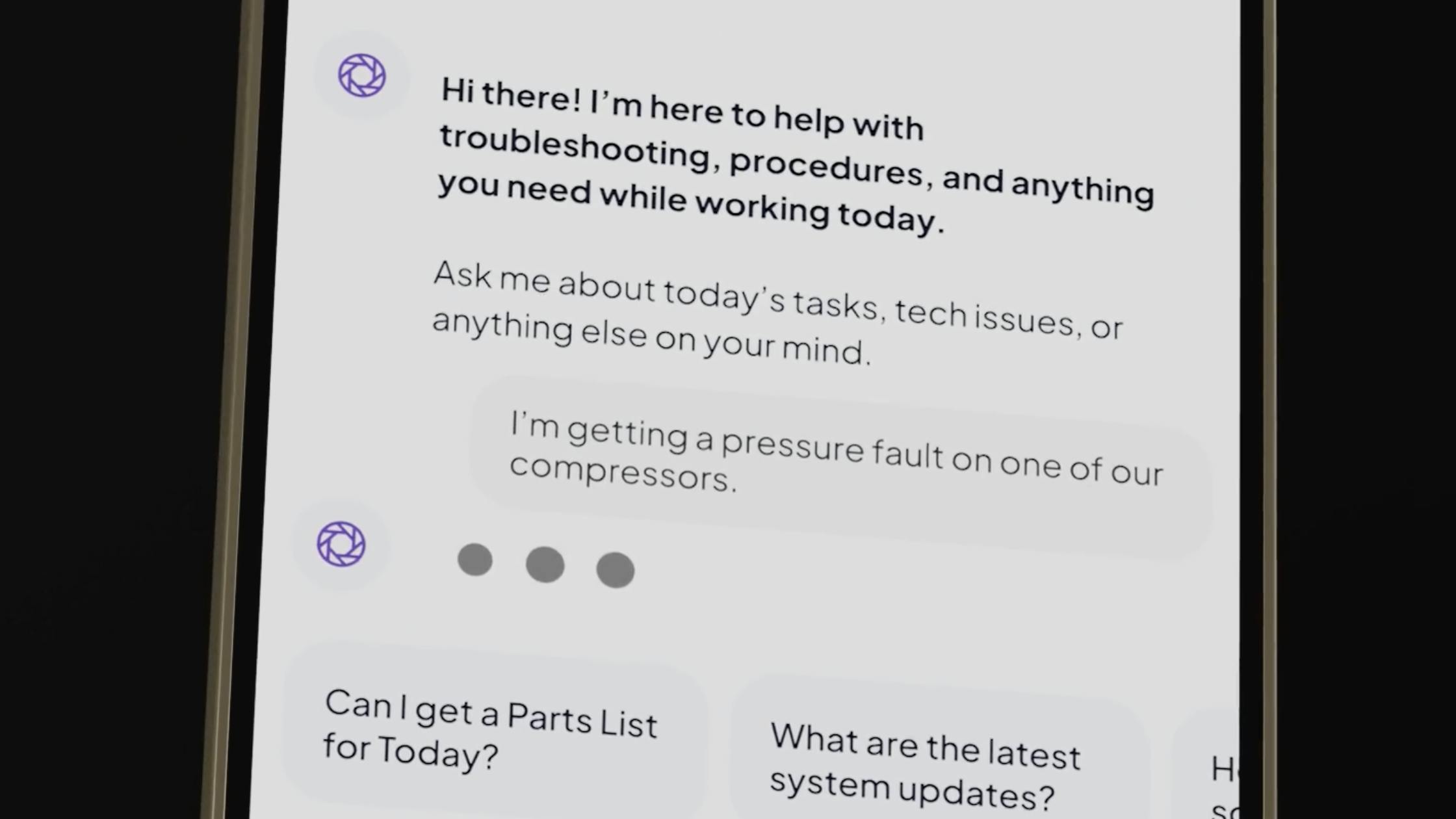 FieldMind AI assistant on a mobile device.