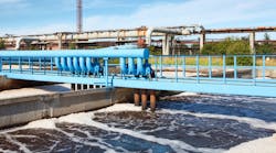 Aeration of wastewater in sewage treatment plant. Aeration of wastewater in sewage treatment plant.