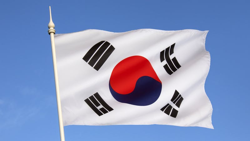 The flag of South Korea.