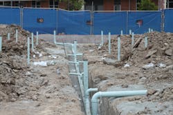 The IPEX sales team outlined the performance potential of thermoplastic piping and the various potential applications within the new chemistry building. The IPEX sales team outlined the performance potential of thermoplastic piping and the various potential applications within the new chemistry building.