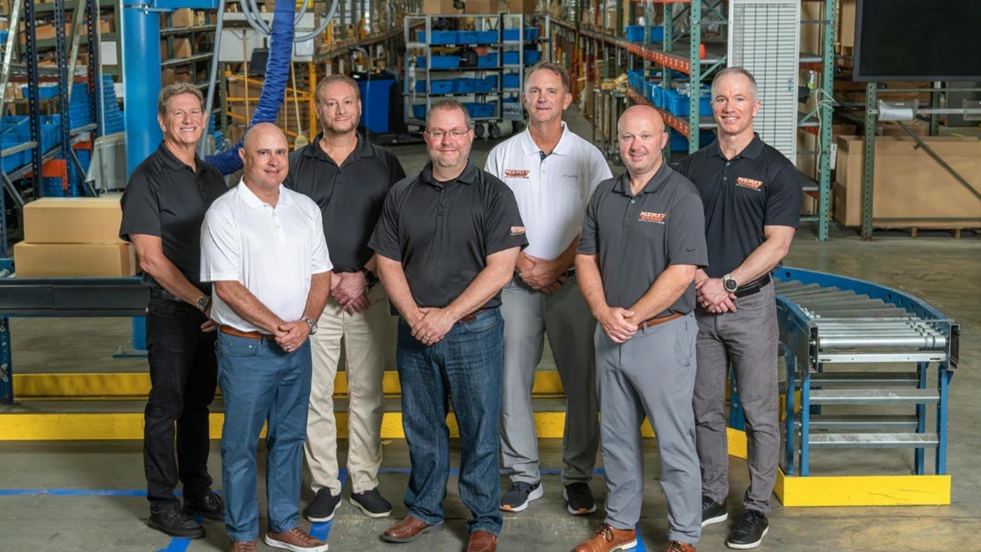 (Left to right) back row: CEO-Alan Lipp, CEO-Marc Schlessinger, VP of Operations-Glenn Bruce, VP of Procurement-James Maloney. Front Row: VP of Sales-Don Russell, President-Darren Hilliard, CFO-Michael Wolosyzn.